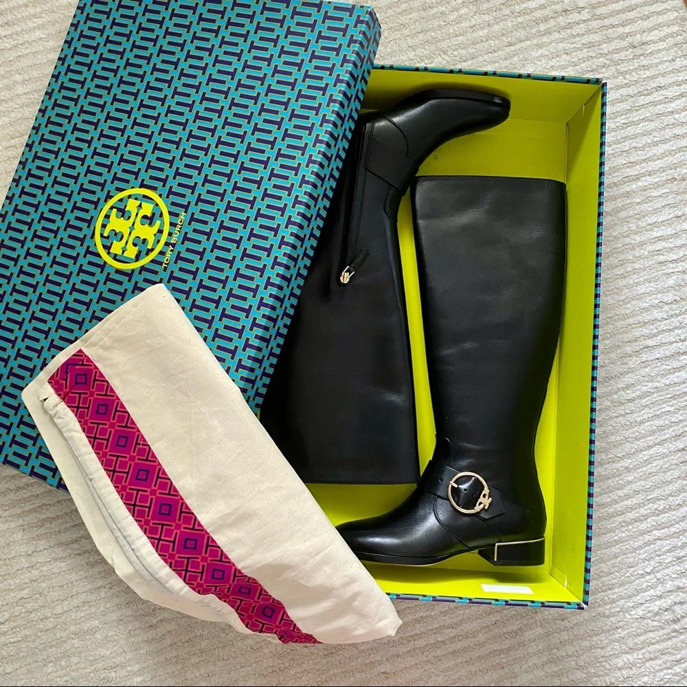 NWT Tory Burch Sofia black leather riding boots